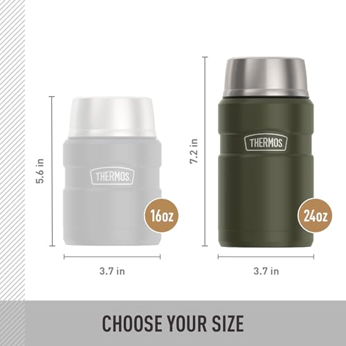 THERMOS Stainless King Vacuum-Insulated Food Jar, 24 Ounce, Matte Army Green - color: Matte Army Green, size: 24 Ounce