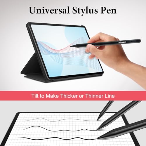 Universal Stylus Pen for iPad iPhone Android Tablets, No Bluetooth or Pairing Needed, USB-C Fast Charging, 4 LED Battery Indicators, Works with Most Touchscreen Devices, Black