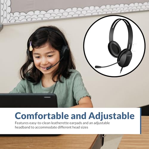 Cyber Acoustics AC-4006 USB-A Stereo Headset with Microphone for PC, School & Work – Durable Wired Computer Headset with Clear Audio, Made with 60% Recycled Plastic - size: 1 Unit - USBA