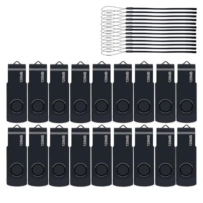 20 Pack 128MB USB Flash Drive,USB 2.0 Thumb Drive with Some Lanyards, Bulk USB Drives,128MB 20pcs - color: Black-20PCS, size: 128MB