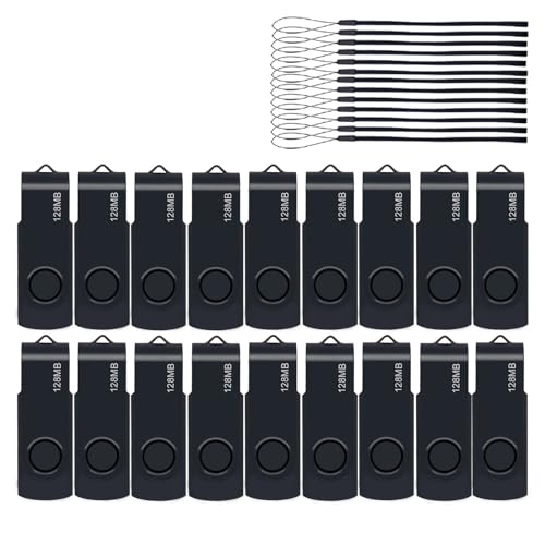 20 Pack 128MB USB Flash Drive,USB 2.0 Thumb Drive with Some Lanyards, Bulk USB Drives,128MB 20pcs - color: Black-20PCS, size: 128MB