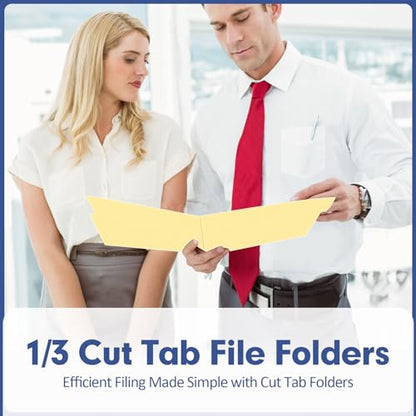 File Folder, PANDRI 270 Pack File Folder, 1/3 Cut Tab, Letter Size, Filing Folder for Office School Business, Manila - color: Manila