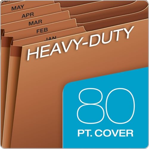 Pendaflex Heavy Duty Expanding File with Flap, Document Organizer for School, Home and Office, Portable File Organization, 12 Monthly Pockets, 1/3 Cut Tabs, Brown, Letter Size (R117MLHD) - size: 1 Count (Pack of 1), style: Expanding File