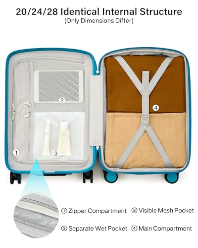 Hanke 20 Inch Expandable Carry On Luggage, 22x14x9 Airline Approved, TSA Lock Hard Shell Lightweight Suitcase for Men Women (Caribbean Blue) - color: Caribbean Blue, size: 20 Inch EXT