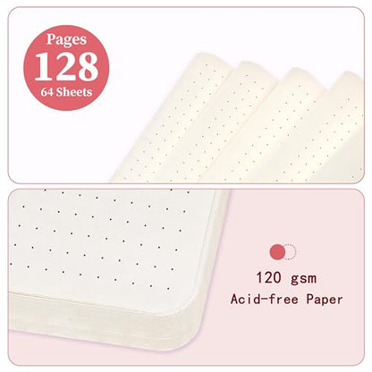 Dotted Journal/Notebook - Dot Grid Hard Cover Notebook, Premium Thick Paper with Fine Inner Pocket, Black Smooth Faux Leather, Pen Loop, 5.3'' x 8.26'' - Red - color: Red, size: Dotted