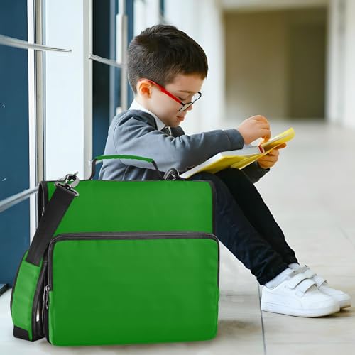 3 Rings Zip Up Binder with Handle Easy to Carry Portable Home Travel Safe Storage Bag for Middle Student Dark Green - color: Dark Green