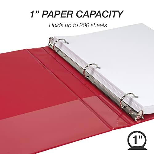 Samsill 1 Inch 3 Ring Binders,Made in USA,Economy Round Ring,Clear View Cover,200 Sheet Capacity - for School,Home,Office - Red,(Pack of 24) - color: Red, size: 24-Pack, style: 1-Inch