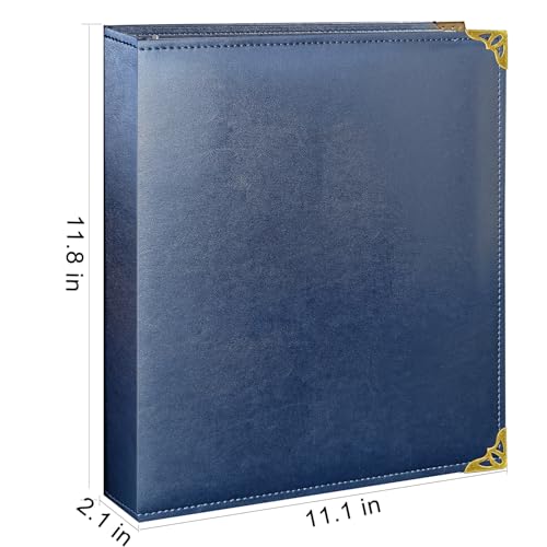 Oversized 1 Inch D-Ring 3 Ring Binder, Faux Leather, Blue | Faux leather inside and out; fits 8.5 x 11 paper, sheet protectors, dividers, recipes, certificates, and files. - color: Blue, size: 1 Inch
