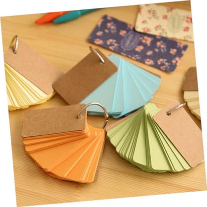Homoyoyo 5pcs Portable Loose-Leaf Flash Cards with Binder Rings Blank Index Note Cards for Studying DIY Memory for Home and School