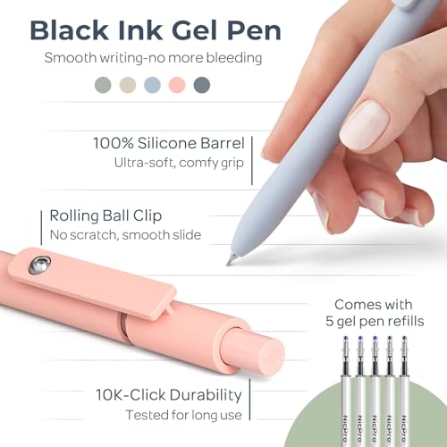 Nicpro 50PCS Aesthetic School Supplies with Cute Pencil Case, 5 Quick Dry Black Ink Pens, 12 Pastel Highlighters, 6 Mechanical Pencil 0.5, 0.7, 0.9 & 2.0 mm for Students Stationary College Essentials - color: Green, size: 2 Count (Pack of 25)