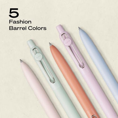 uniball™ Zento Gel Pens, Black Ink, 0.7mm Medium Point, Retractable, 5 Count, Smooth Writing, Quick-Drying, No Smear, No Bleed, Dawn Barrel Colors - color: Dawn, size: 1 Count (Pack of 5)