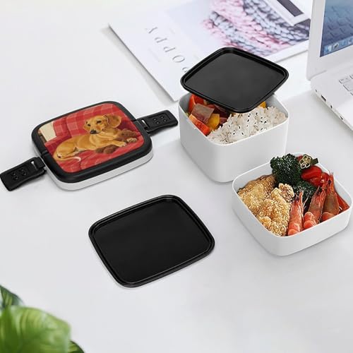 Dachshund Weiner Pet Dog Bento Box Adult Lunch Box Sealed Bento Lunch Boxes Double Layer Bento Boxes Leak Proof Lunch Containers Ideal for Meal Prep, Work, And On The Go Camping