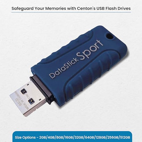 Centon Electronics MP Essential USB 3.2 Gen1 DataStick Sport Flash Drive, 16 GB, 10 USB Flash Drives, 10 Bulk Pack, Navy Blue | Water Resistant, For Storage and Backup - size: 16 GB, style: Pack of 10
