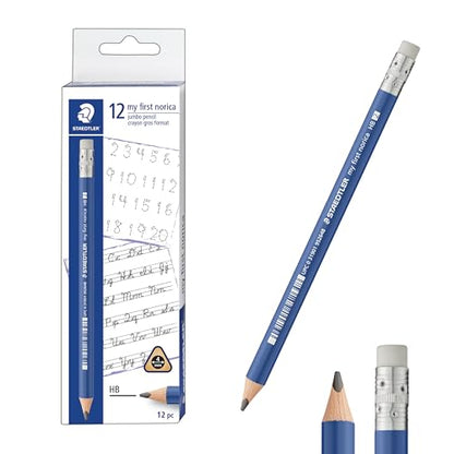 STAEDTLER My First Norica Triangular Learner's Pencil, #2 HB, 12 Count, Easy-Grip 3-Sided Design for Beginning Writers, Pre-Sharpened Pencils