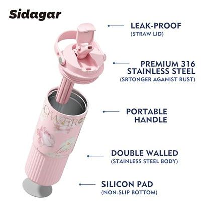 26oz Insulated Tumbler with Straw and Spout Lid, 316 Stainless Steel Water Bottle, 100% Leakproof Reusable Coffee Cup, Keep Cold 24H, Cupholder Friendly, Aesthetic Gift for Women, Pink - color: Pink