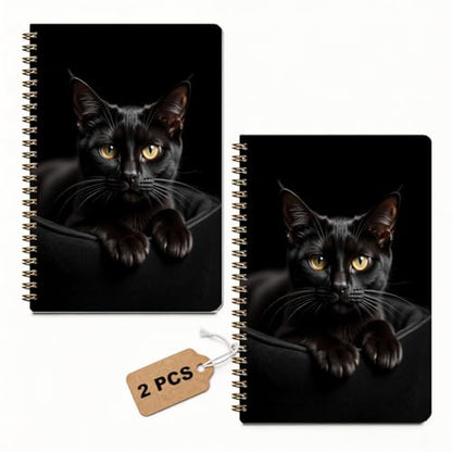 2 Pcs Cat A5 Spiral Notebook, Cute Cats College Ruled Spiral Notebook | 160 Ruled Pages Journaling Notebooks, Hardcover Journals for Writing Travel Business Office, Cat Lover Gifts for Women - color: Multicolour 0001