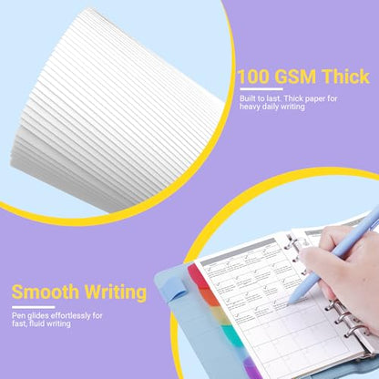 Antner A6 Monthly Planner Refill Paper for A6 6-Ring Refillable Binder, 135 Sheets Monthly Loose Leaf Filler Paper with Weeklypoint/Daily Section & 12 PCS Binder Dividers for Agenda Work Schedule - color: Monthly Plan Paper