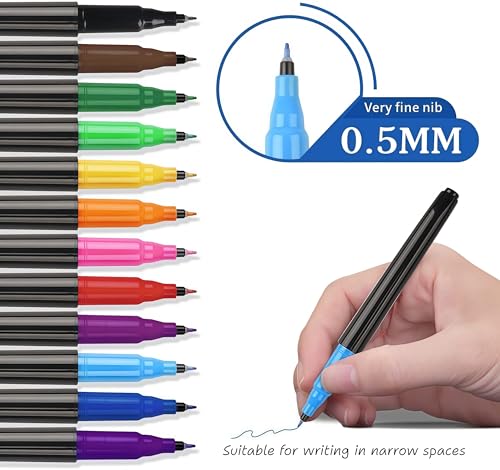 드라이 지우개 마커 파인 팁, 0.5mm 파인 포인트 드라이 지우개 마커, 얇은 화이트보드 마커 12가지 색상, 캘린더 노트 노트 패드용 작은 글꼴 쓰기