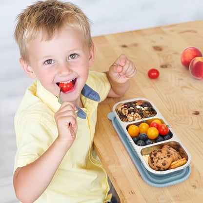 3 Compartment Stainless Steel Snack Containers. | Reusable Snackle Box Container with Leakproof Lids Metal Bento Lunch Boxs Food Storage Containers for Travel Picnics Office - color: 01-BL