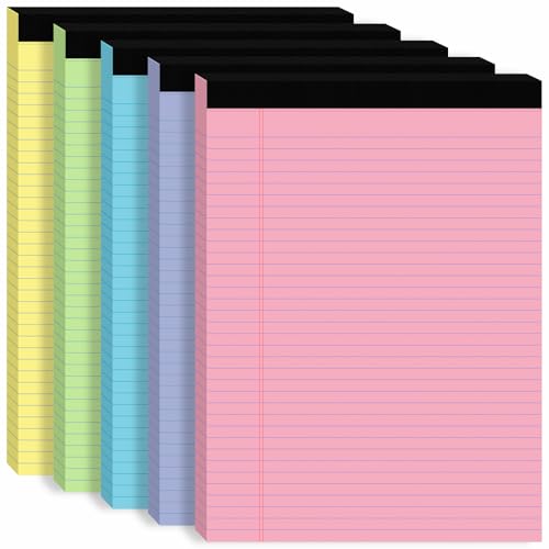 5Packs Legal Pads 8.5 x 11 Inch, 50Sheets/Pack, College Ruled & Perforated Colored Writing Pads, Pads of Paper 8.5 x 11, Lined Note Pads with Sturdy Backing for Office, Business & School Supplies - color: Multi-color, style: 5 Pads-50 Sheets/Pads