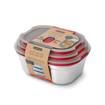 BLACK + BLUM Stainless Steel Microwave Safe Container Set | Mixed Set of 3 | Set of 600ml/900ml/1.2L, Leak Proof & Airtight, Durable & Reusable, Stackable Food Storage, Ideal for Meal Prep Batch Cooking - size: Mixed Box Set (600ml / 900ml / 1.2L)