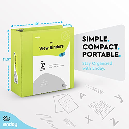 Enday 2 Inch 3 Ring Binder, Green Heavy Duty Three Ring Binder, 480 Sheets Capacity - 2 Inch Binder for Home School and Office. - color: Green, size: 2-Inch