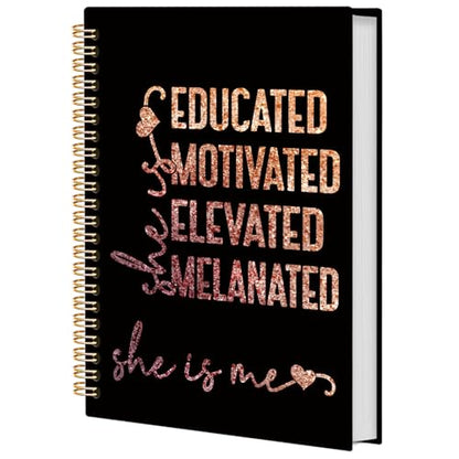 She Is Me Affirmations Spiral Notebook,Gold Black Inspirational Self Care Journal Notebook, Positive Notebooks for School Work, Self Love Office Supplies Gifts for Women Girls, 5.5x8.3 Inch - color: Black She Is Me