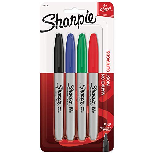 Sharpie Permanent Markers, Fine Point - color: Assorted Colors, size: 4 Count (Pack of 1)