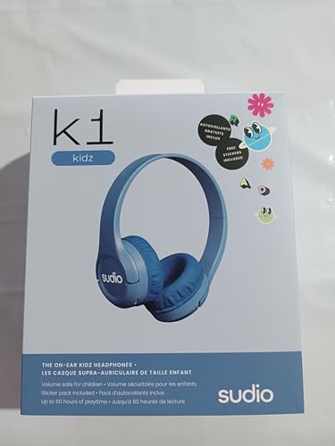 Sudio K1 Kids Wireless Headphones - Safe Volume Limit, Lightweight, Adjustable Fit, Bluetooth 5.0, Long Battery Life, Ideal for Children - Comfortable Over-Ear Design. (Blue)