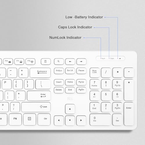 Wireless Keyboard and Mouse Combo - Rii Standard Office PC Keyboard and Optical Wireless Mice (White) - color: WHITE