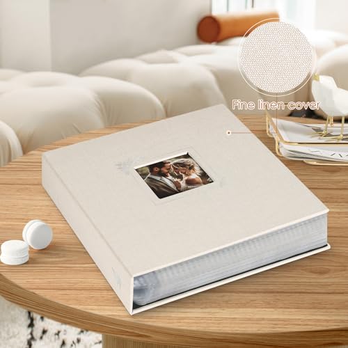 Lanpn Scrapbook Photo Album 8.5x11, Linen Window Design Cover Top Load 3 Ring Folder Binder Photobook Photo Book 8.5 x 11 inch with 30 Plastic Sleeves 60 Pages Beige - color: Beige, size: 8.5x11"