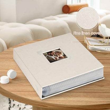 Lanpn Scrapbook Photo Album 8.5x11, Linen Window Design Cover Top Load 3 Ring Folder Binder Photobook Photo Book 8.5 x 11 inch with 30 Plastic Sleeves 60 Pages Beige - color: Beige, size: 8.5x11"