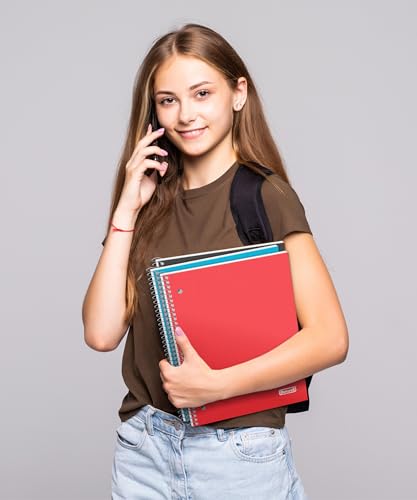 Dunwell 1 Subject Notebook College Ruled (Red), Spiral Notebook 8.5x11 for School, 100 Sheets (200 Pages), Protective Plastic Cover, 2-Pocket Divider, One Subject Note Book 8 1/2 x 11 - color: Red, style: 1 Subject