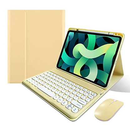 Keyboard Case Mouse Compatible with iPad Air 11 inch M2/ Air 5th 4th Generation/iPad Pro 11 4th/3th/2th/1st Gen Keyboard Case Round Key Cute Removable Color Keyboard,Yellow - color: Yellow, size: iPadAir11"/Air5/Air4/Pro11"4th/3rd/2nd/1st Gen