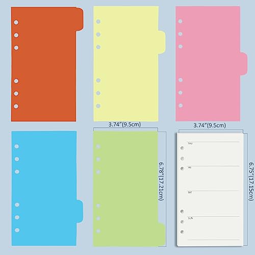 Harphia A6 6 Holes Binder Refill Set, 90Sheets Weekly Planner Insert, 5 Sheets Divider Paper, Today ruler With Inch, Translucent Zipper Bag, Pvc Card Bag, 200Pcs Colorful Index Stickers 005Da6Week - color: Week Paper Set, size: A6