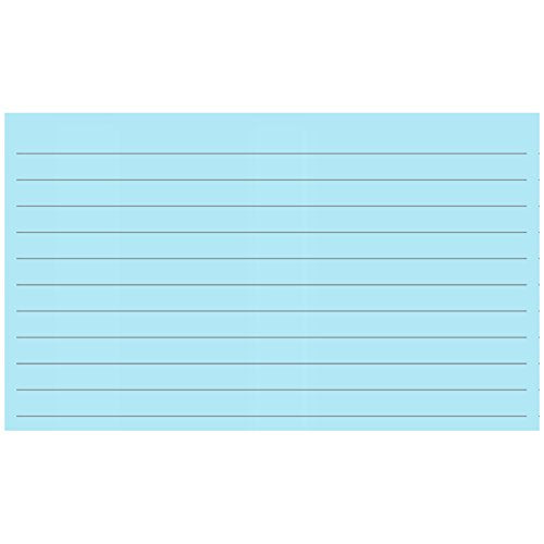 Colonial Cards: 150 Color Cardstock 3" x 5" Index Cards, Light Blue, Lined Landscape Format - color: light blue