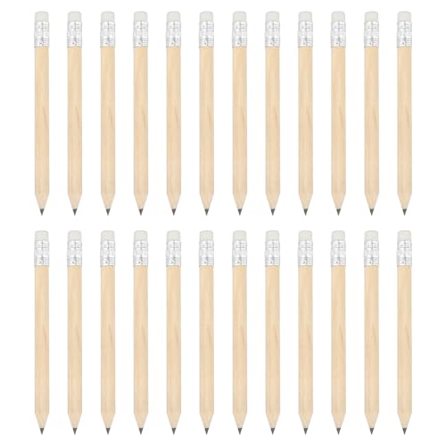 PATIKIL Half Golf Pencils Bulk, 24 Pack Pre-Sharpened Short Hexagon Wooden Pencils Mini HB Graphite Woodcase Pencil with White Eraser for Classroom Office Writing Supplies