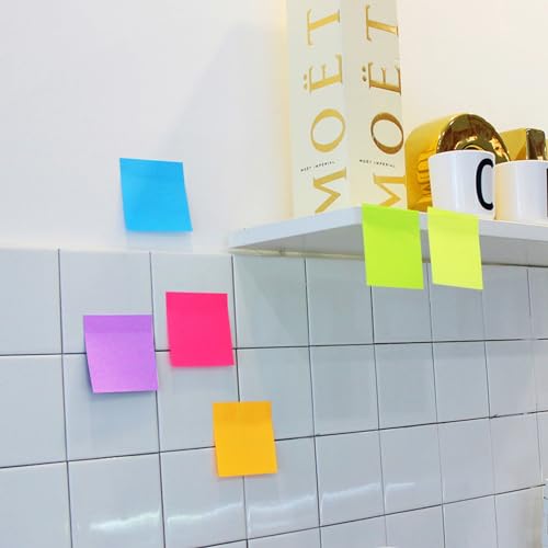 (24 Pack) Sticky Notes 3x3 in Post Bright Stickies Colorful Super Sticking Power Memo Pads, Strong Adhesive, 74 Sheets/pad