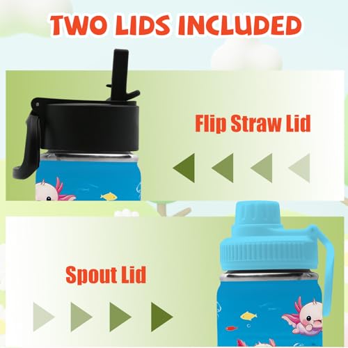 Salamander Gifts for Kids - 18oz Salamander Water Bottle with Straw Lid, Kids Stainless Steel Insulated Water Bottle, Leak Proof, BPA-Free, Animals Cup for School, Travel, Birthday Gift Cup for Teens - color: Salamander