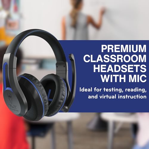 TWT Audio Classroom Headsets with Microphone – Duro TW210 2nd Gen Over Ear Wired Headphones Bulk 20 Pack, Durable, Comfortable 3.5mm Headset with Mic for School, Labs, Testing, Students - style: 3.5mm Jack (20 Pack)
