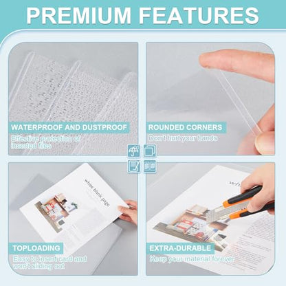 Jecery 10 Pcs 9 x 12'' Rigid Print Protectors Clear Rigid Plastic Paper Page Protectors Photo Plastic Sleeves for Document - size: 9 x 12''