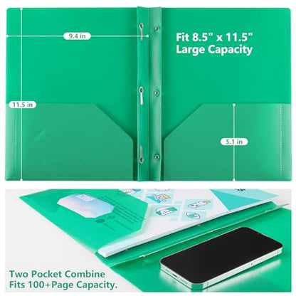 KTRIO 16 Pack 3 Prong Folders, Clear Front Pocket, Letter Size, 4 Colors | Clear Front Pocket, 3 Prong Fasteners, Heavy Duty Poly, Letter Size Fit, 16 Pack 4 Colors - size: 16 Pack, style: 3 Prongs