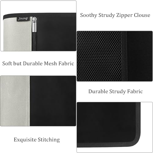 Zipper Binder 1.5 Inch Round 3-Ring Binder, Zippered Grip Pockets Storage Bag Business Office Supplies for Men Women (Grey) - color: Grey