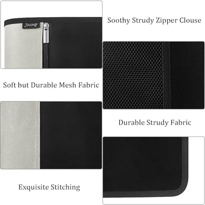Zipper Binder 1.5 Inch Round 3-Ring Binder, Zippered Grip Pockets Storage Bag Business Office Supplies for Men Women (Grey) - color: Grey