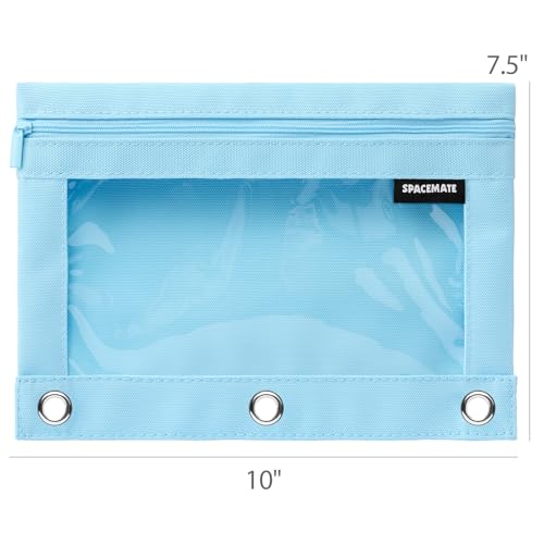 SPACEMATE Binder Pencil Pouch Case Box Bag for 3 Ring Binder School Supplies Girls Boys Kids, Clear Preppy Stuff Large Aesthetic Pen Organizer, Back to College Stationary, 1 Pack, Sky Blue - color: Sky Blue