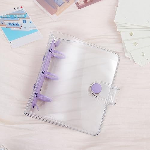 Leadigol 4-Piece Mini Transparent 3-Ring Binder Covers - Soft PVC Notebook Protector - Photo Album & Loose-Leaf Pages