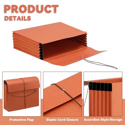 2 Packs Expanding File Folder with Flap and Cord Closure,5 Inch Expansion Accordion File Organizer,Letter Size - style: 2 Packs