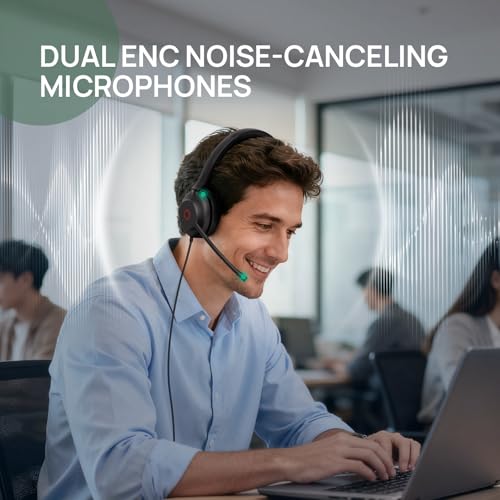 Yealink UH35 USB-C/A Headset with Noise Cancelling Microphone, Wired Headphones for Computer PC, Mute Button, Compatible with Zoom, Google and Other Leading UC Call Platforms