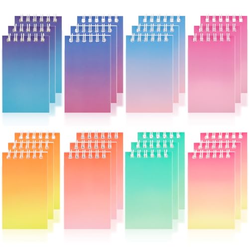 Mini Notebooks Bulk Small Spiral Notebook 24 PCS Mini Journal Pocket Notebooks Set Colorful Cover Notebooks for Party Supplies Teacher Children Classroom Rewards - style: Fade Color