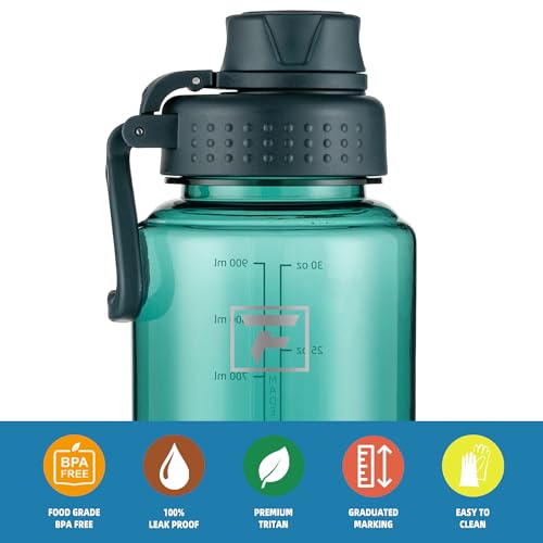 Fanhaw 32 oz Clear BPA-Free Tritan Water Bottle with Fast-Flow Spout Lid, BPA-Free & Leak-Proof Wide-Mouth Reusable Bottle for Gym, School & Office, Back to School Essentials (Dark Green) - color: Dark Green, style: 32 Ounces